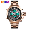 Skmei 1515 Gold Digital Watch Men Wristwatch Chrono Alarm Waterproof Stainless Steel Strap